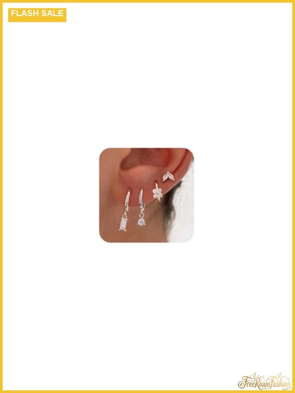 4 Pair Silver Hoop Earrings Set 14k Plated Huggie Earrings for Women